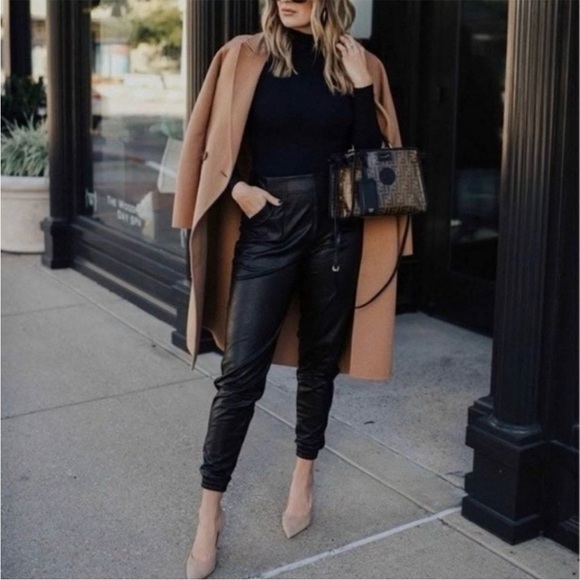 SPANX Leather Like Joggers Black Faux Vegan Size XL - Picture 15 of 15